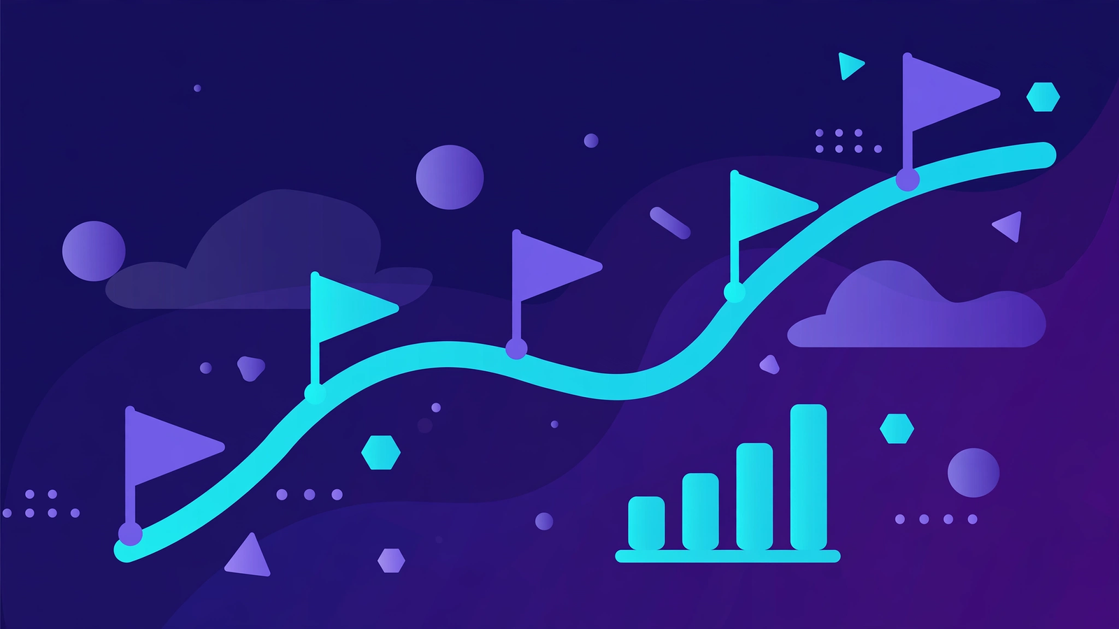 SEO growth timeline showing month-by-month ranking progress on a rising roadmap