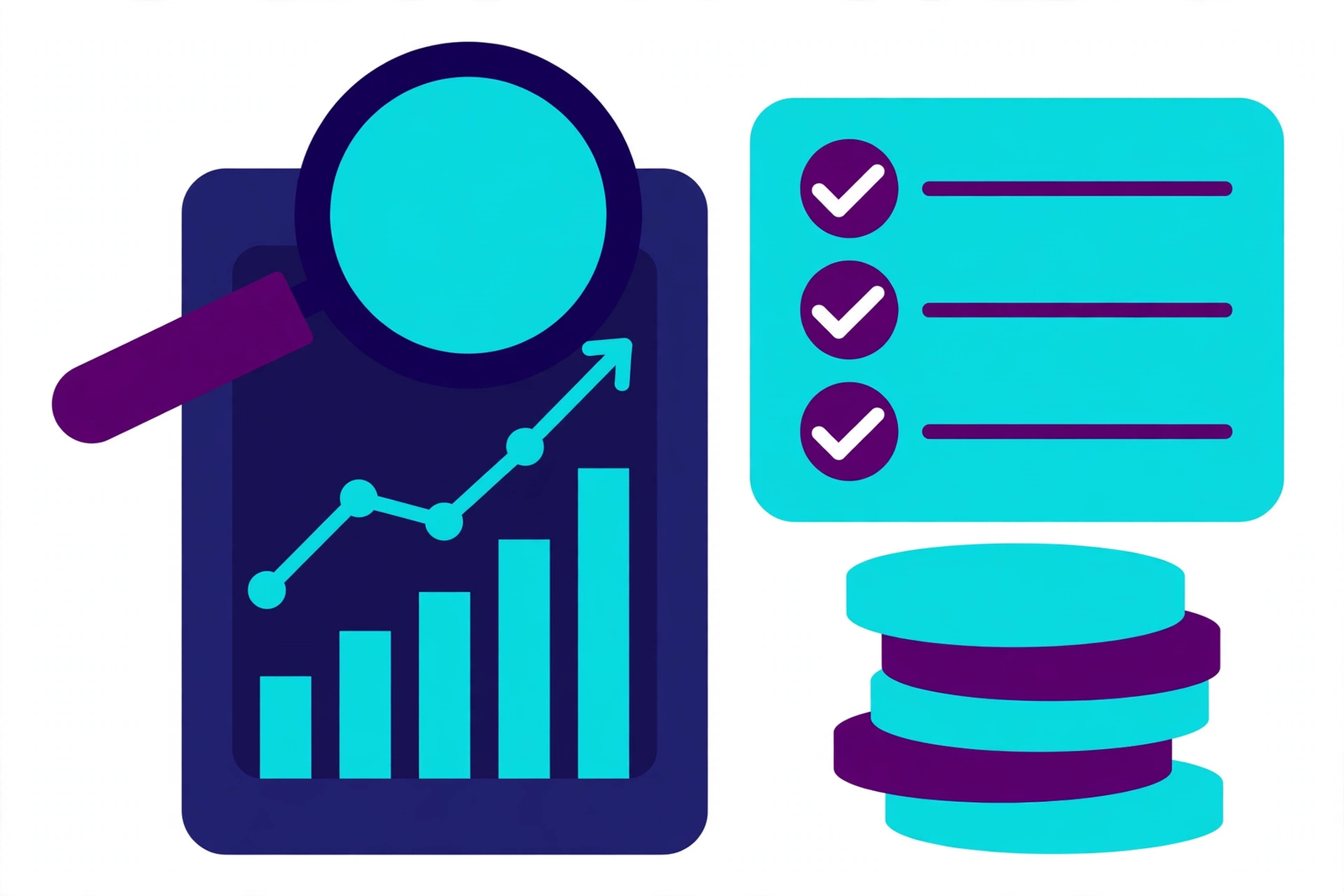 SEO audit report with rising rankings graph and costs checklist
