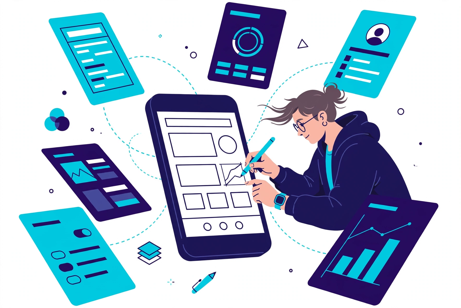 iOS app development illustration