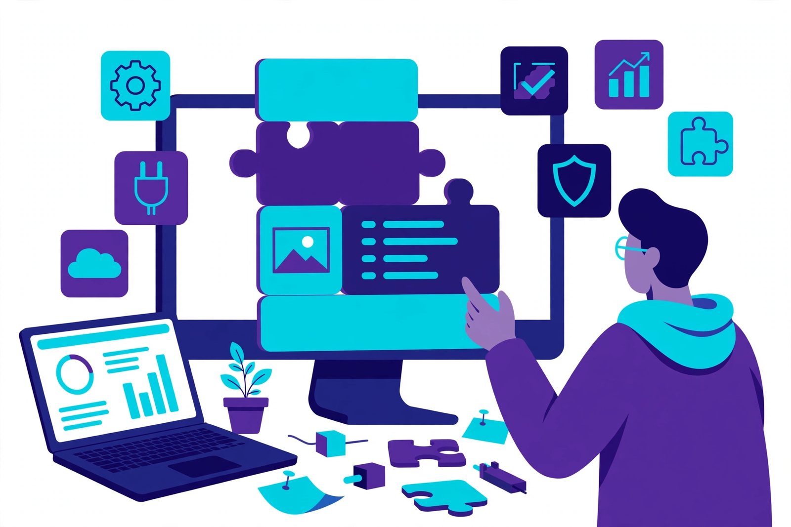 Custom WordPress website driving traffic illustration